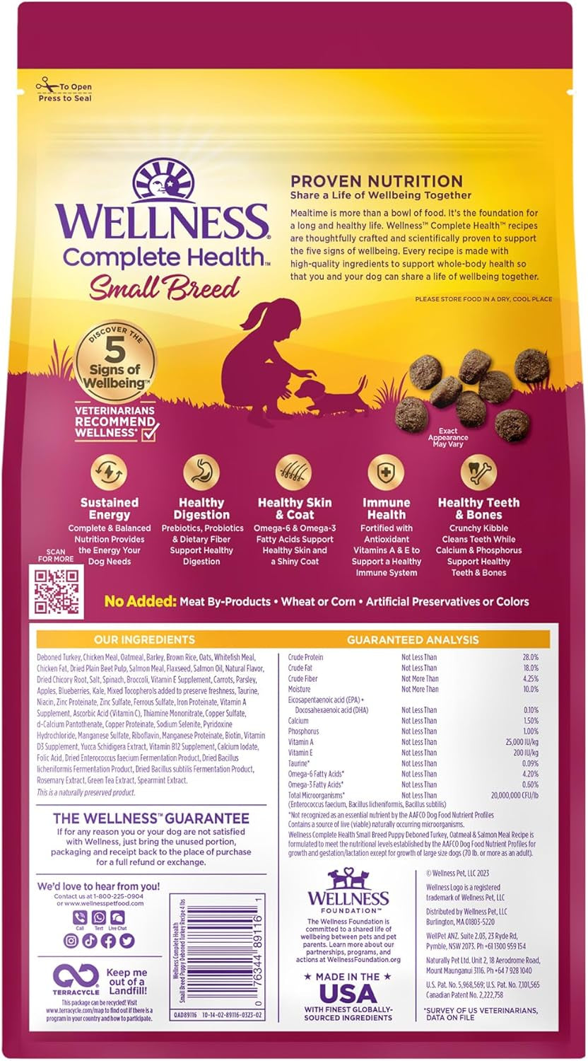 Complete Health Natural Dry Small Breed Dog Food Small Breed Puppy Turkey, Salmon & Oatmeal
